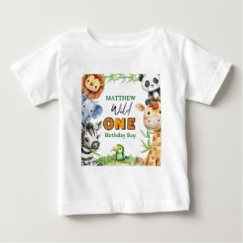 Camiseta Para Bebê Selvagem Um Safari na Selva 1º aniversário 
