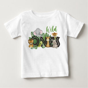 Camiseta Para Bebê Selvagens de Animais Safari Selvagens Gêmeos de an