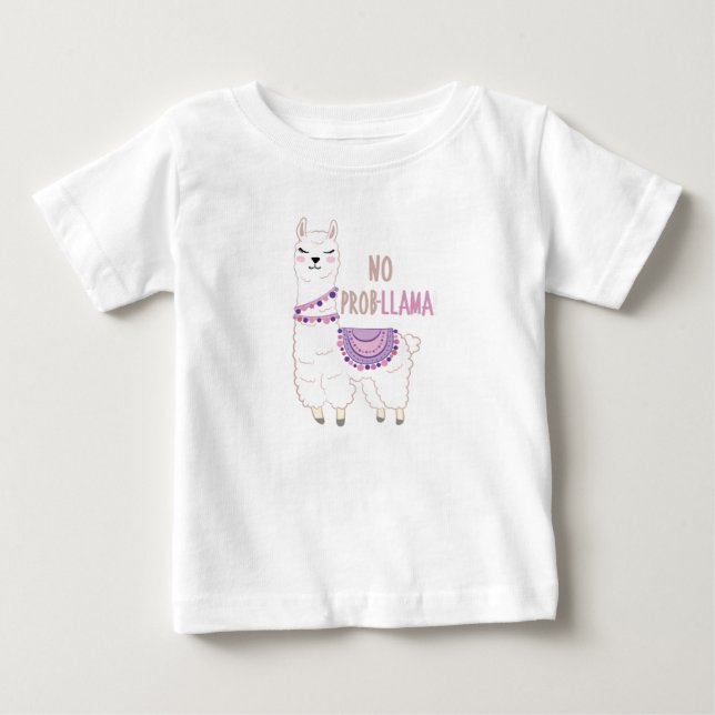 Camiseta Para Bebê Sem Problemas Llama Funny (Frente)
