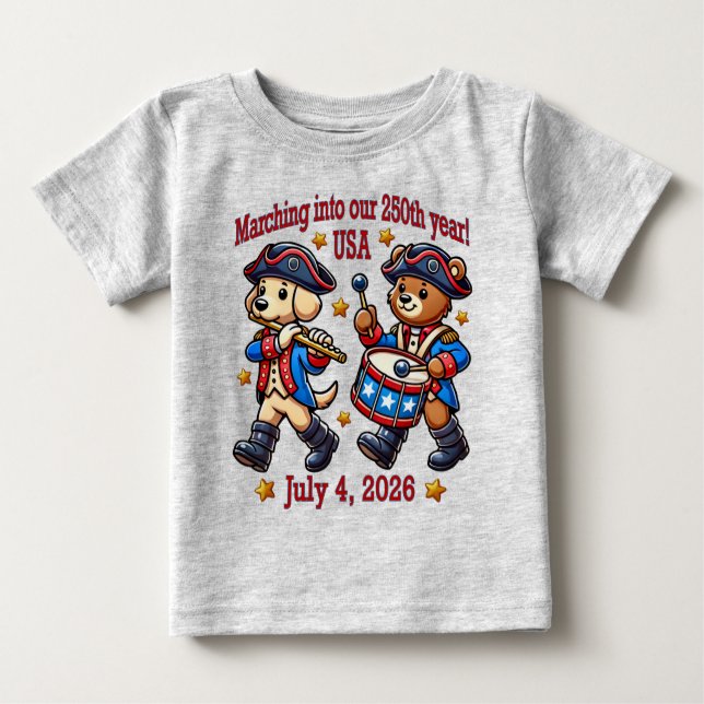 Camiseta Para Bebê Semiquinentenário do 250º aniversário dos EUA (Frente)