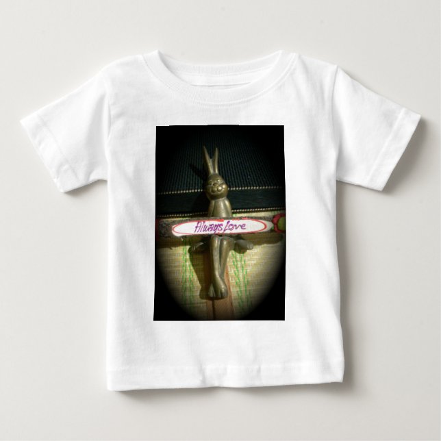 Camiseta Para Bebê Sempre Ame o Design de Arte Inspiradora do Coelho (Frente)