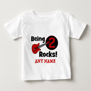 Camiseta Para Bebê Sendo 2 rochas! com guitarra