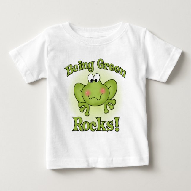 Camiseta Para Bebê Sendo t-shirt verde das rochas (Frente)