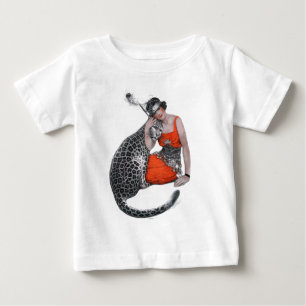 Camiseta Para Bebê Senhora e leopardo