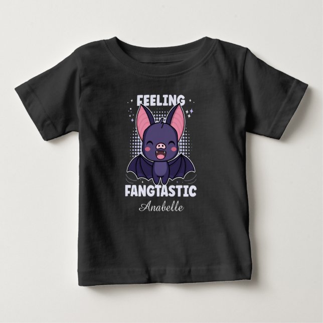Camiseta Para Bebê Sensação de Fangtasia | Batata-Vampiro-Cuja - Pret (Frente)