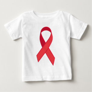 Camiseta Para Bebê Sensibilização para o VIH - Faixa Vermelha
