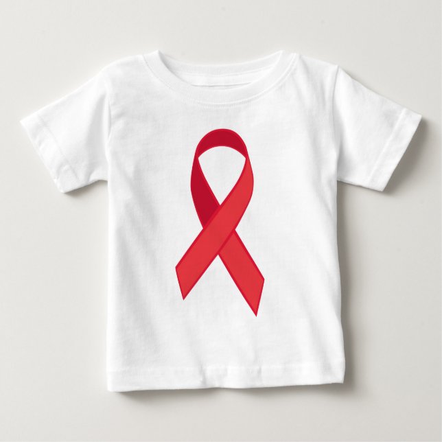 Camiseta Para Bebê Sensibilização para o VIH - Faixa Vermelha (Frente)