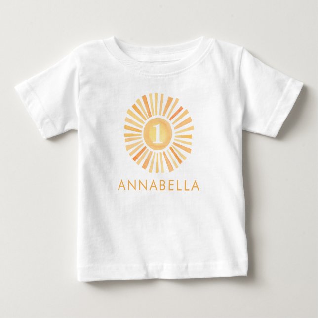 Camiseta Para Bebê Sensível ao sexo neutro Primeiro primeiro aniversa (Frente)