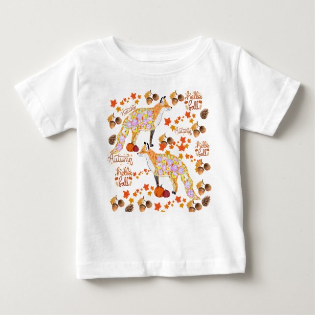 Camiseta Para Bebê Sentimento de outono/ outono de Foxy (Frente)