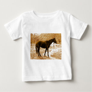 Camiseta Para Bebê Sephia Pop Art Horse