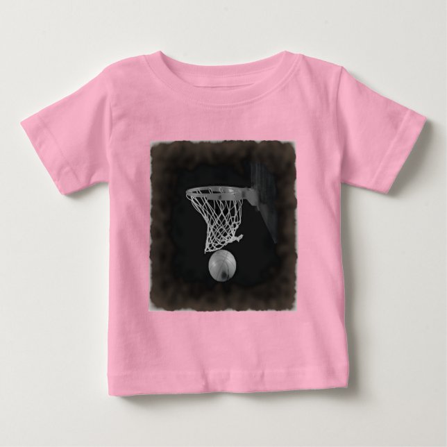Camiseta Para Bebê Sépia Basquete (Frente)