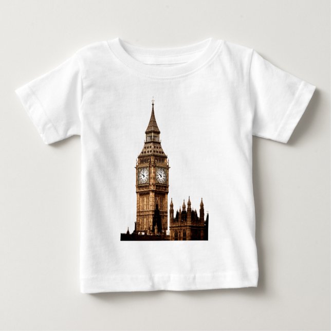 Camiseta Para Bebê Sepia Big Ben Tower (Frente)