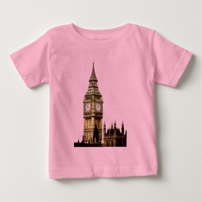Camiseta Para Bebê Sepia Big Ben Tower (Frente)