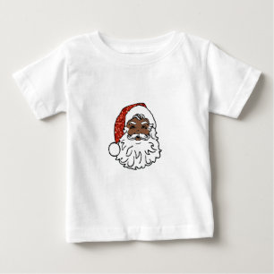 Camiseta Para Bebê sequins Papai Noel preto