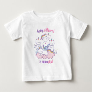 Camiseta Para Bebê Ser diferente é meowgical Gato unicórnio engraçado