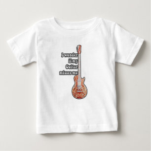 Camiseta Para Bebê Será que minha guitarra me sente falta.
