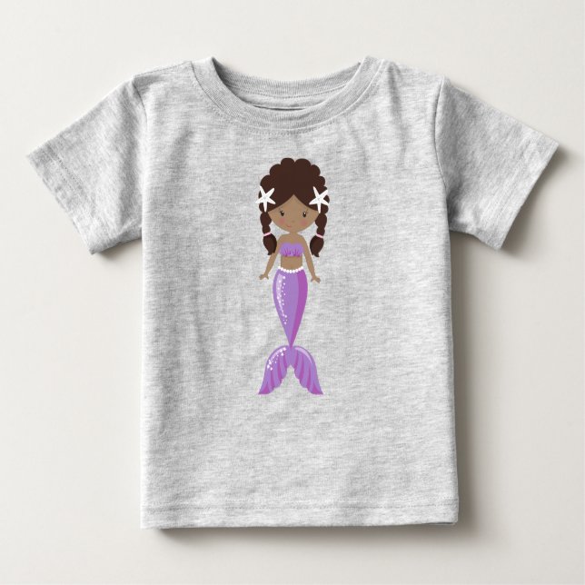 Camiseta Para Bebê Sereia Afro-Americana, Sereia Gira (Frente)