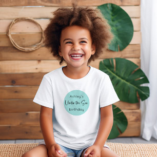 Camiseta Para Bebê Sereia Afro-Americana Sob O Aniversário Do Mar