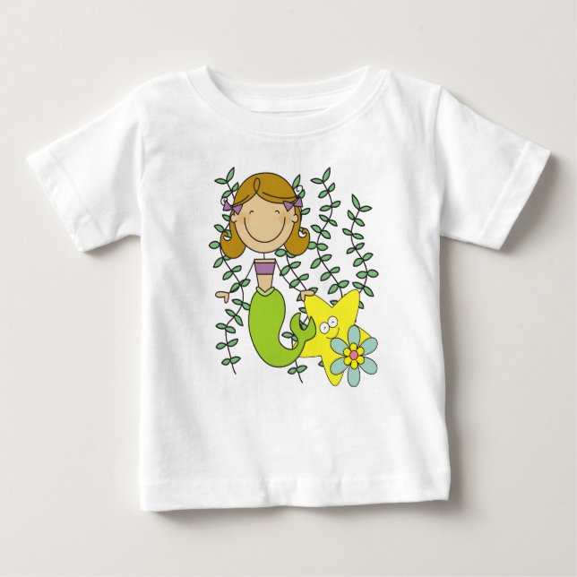 Camiseta Para Bebê Sereia Brown Haired (Frente)