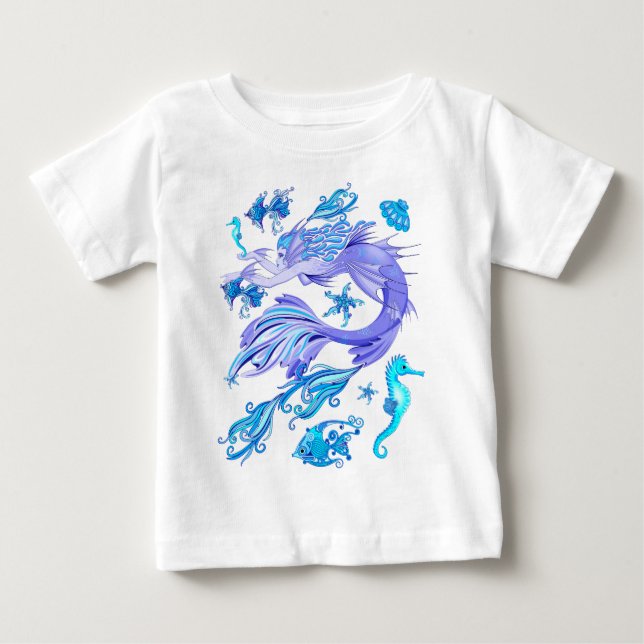 Camiseta Para Bebê Sereia Criatura Fada Roxa (Frente)
