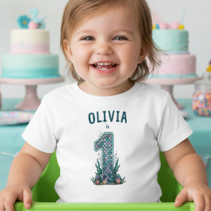 Camiseta Para Bebê Sereia Debaixo do Mar Primeiro Aniversário