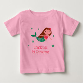 Camiseta Para Bebê Sereia Fofa 1º Natal