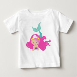 Camiseta Para Bebê Sereia Fofa, Cabelo Rosa, Pequena Sereia, Estrela 