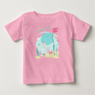 Camiseta Para Bebê Sereia Fofa Mergulhando Sob o Mar