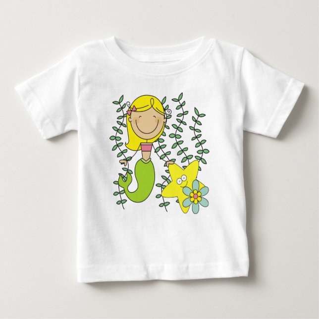 Camiseta Para Bebê Sereia Loira (Frente)