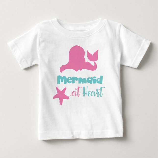 Camiseta Para Bebê Sereia No Coração, Sereia, Sereia Silhouette (Frente)