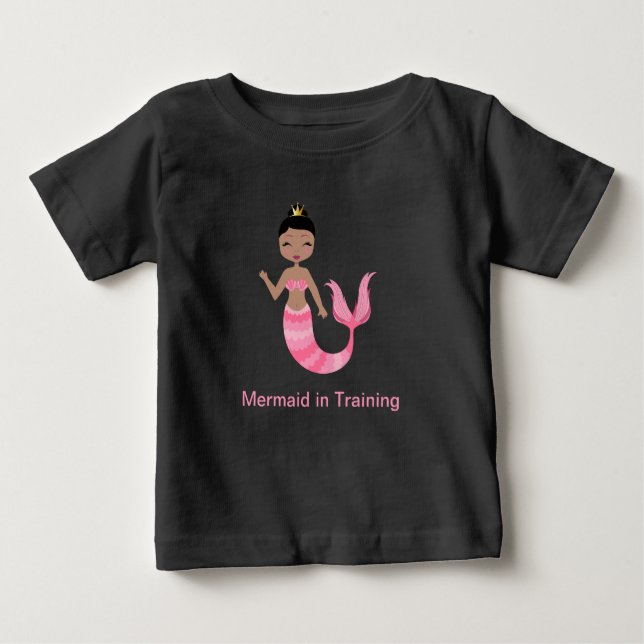 Camiseta Para Bebê Sereia rosa no treinamento (Frente)