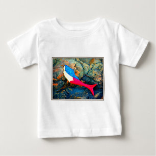 Camiseta Para Bebê sereia vermelha e azul