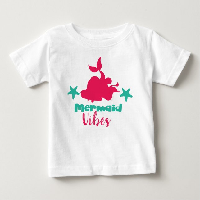 Camiseta Para Bebê Sereia Vibes, Sereia Tail, Sereia Silhouette (Frente)