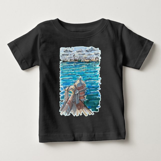 Camiseta Para Bebê Serene Waterscape em San Juan de Ulua, Veracruz (Frente)