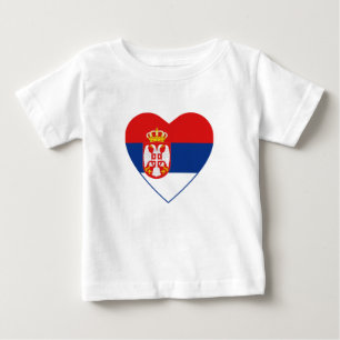 Camiseta Para Bebê Sérvia Flag Heart Shirt