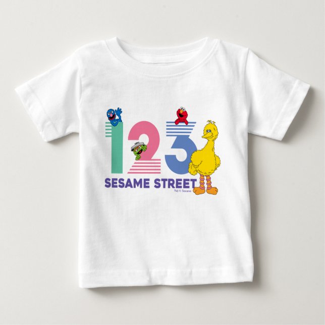 Camiseta Para Bebê Sesame Street 123 (Frente)