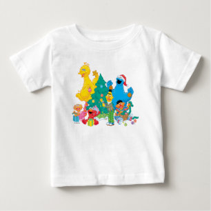 Camiseta Para Bebê Sesame Street   Amigos de Natal