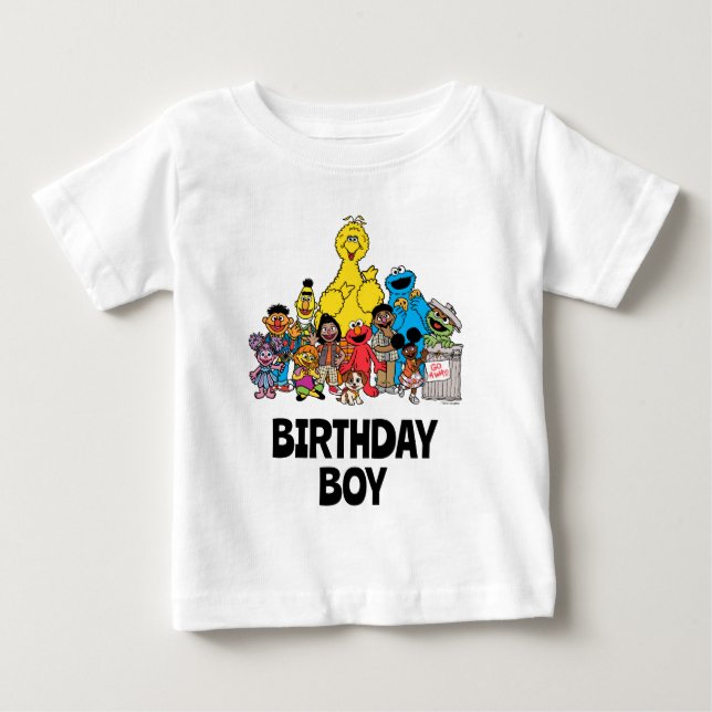 Camiseta Para Bebê Sesame Street | Amigos do Sésamo Menino de Anivers (Frente)