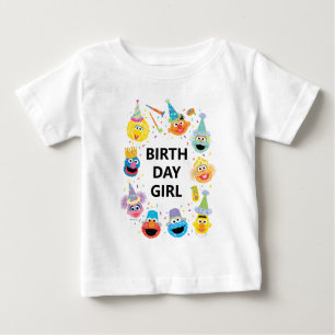 Camiseta Para Bebê Sésame Street Confetti Birthday Girl