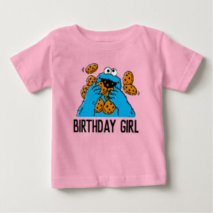 Camiseta Para Bebê Sesame Street Cookie Monster 1º Aniversário