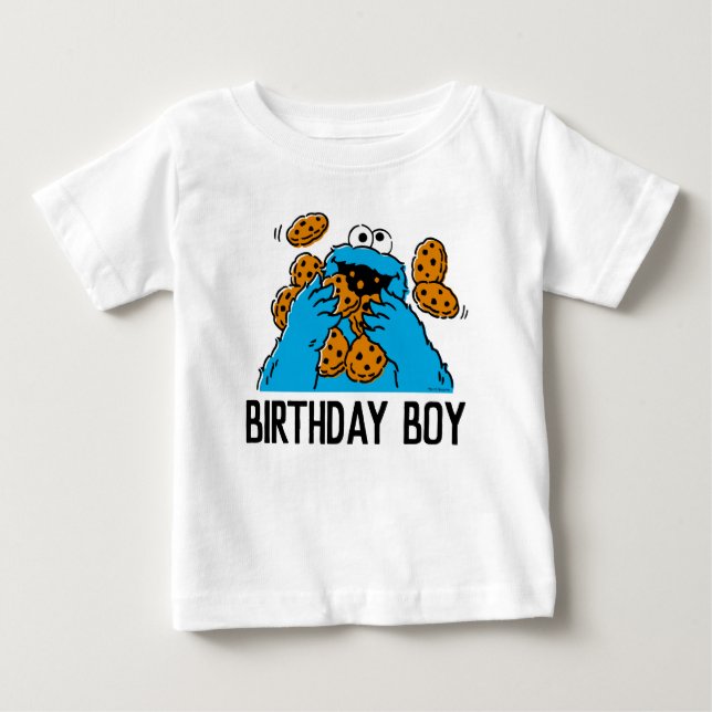Camiseta Para Bebê Sesame Street | Cookie Monster 1º Aniversário Baby (Frente)