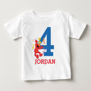 Camiseta Para Bebê Sesame Street Elmo - Aniversário de 4 anos com A