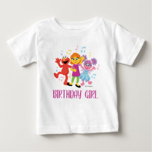 Camiseta Para Bebê Sesame Street   Julia, Elmo & Abby - Aniversário