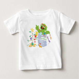 Camiseta Para Bebê Sesame Street Oscar - Árvore de Natal