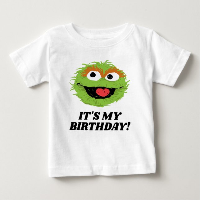 Camiseta Para Bebê Sesame Street | Oscar the Grouch É Meu Aniversário (Frente)
