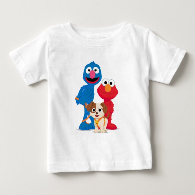 Camiseta Para Bebê Sesame Street | Tango com Grover e Elmo (Frente)