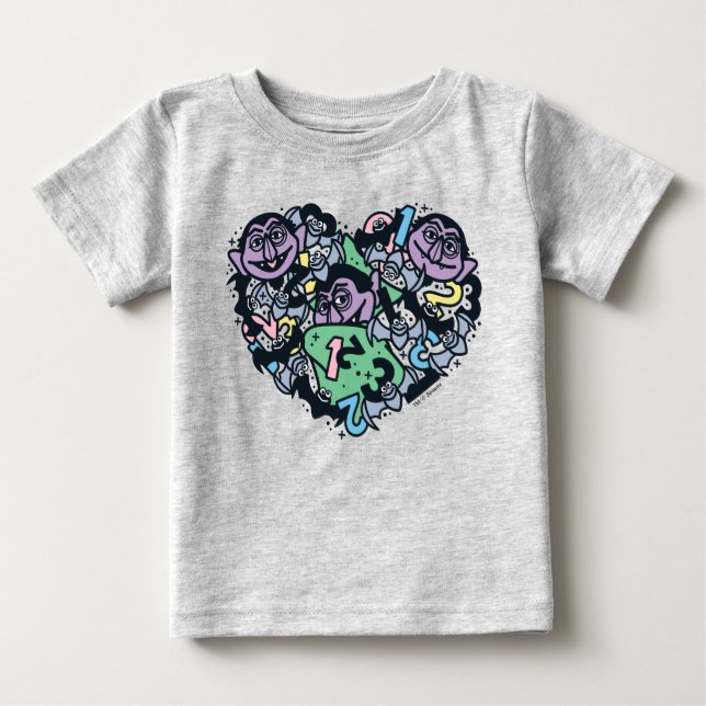 Camiseta Para Bebê Sésamo Sésamo | Conde von Count Doodle Heart (Frente)