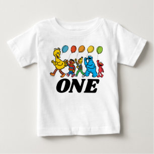 Camiseta Para Bebê Sésamo Street Pals Balões de primeiro aniversa