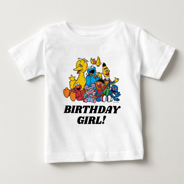 Camiseta Para Bebê Sésamo Street Pals Birthday Girl (Frente)