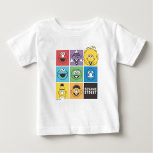 Camiseta Para Bebê Sésamo Street Pals   Blocos de cores